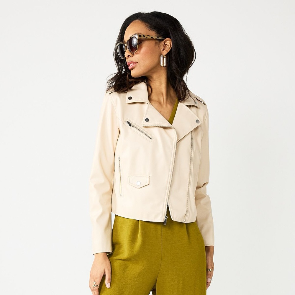 Nine West Women’s Faux Leather Moto Jacket NWT